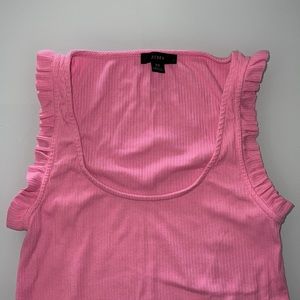 J. Crew - Pink Ribbed Tank with Ruffles